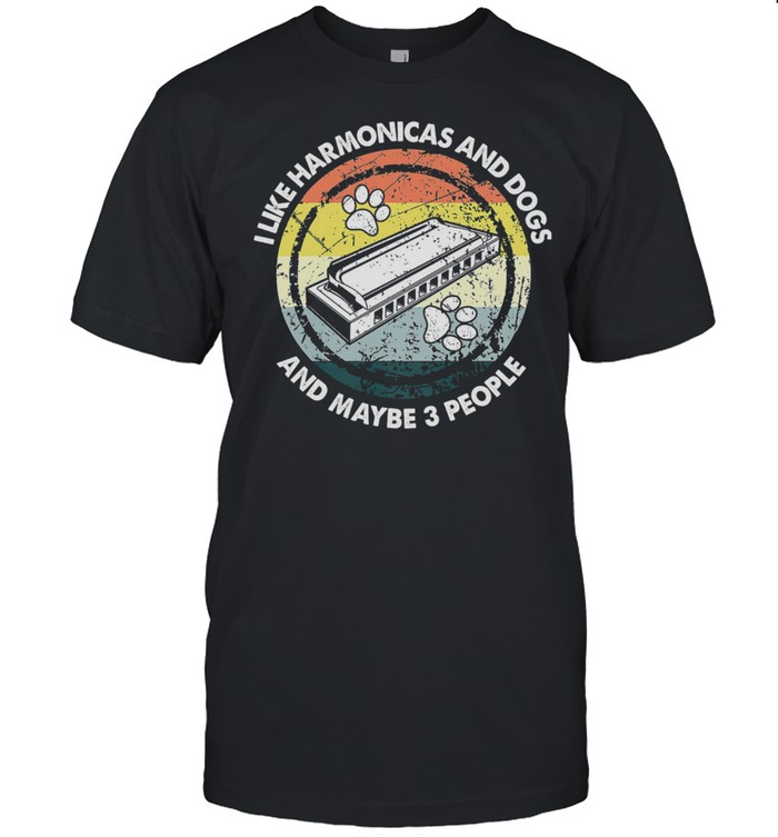 I like harmonicas and dogs and maybe 3 people vintage shirt