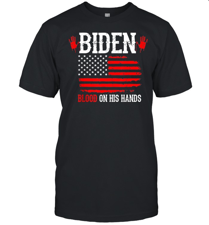 Biden Blood On His Hands USA Flag Vintage Biden Handprint shirt Classic Men's T-shirt