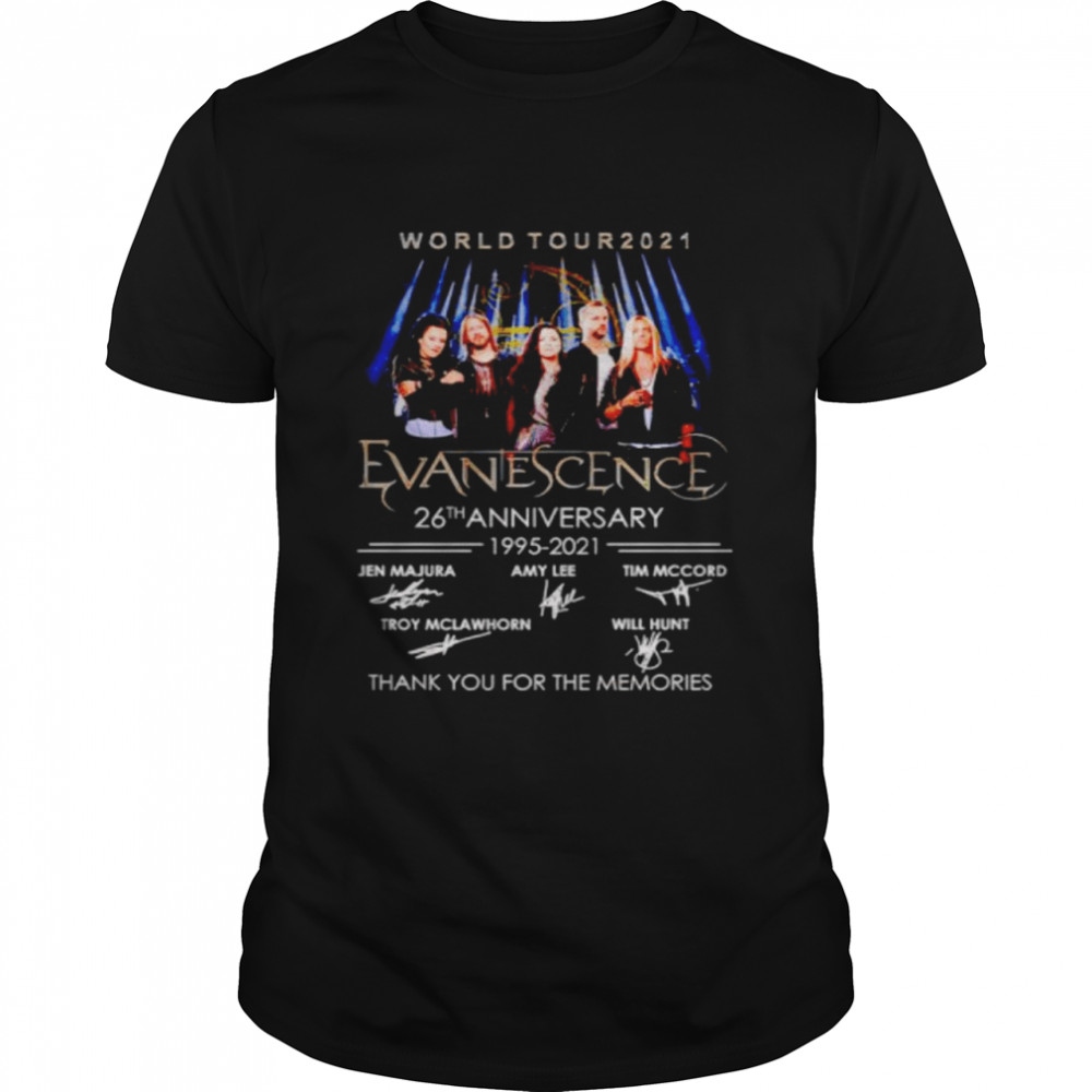 Evanescence world tour 2021 26th Anniversary 1995 2021 thank you for the memories shirt