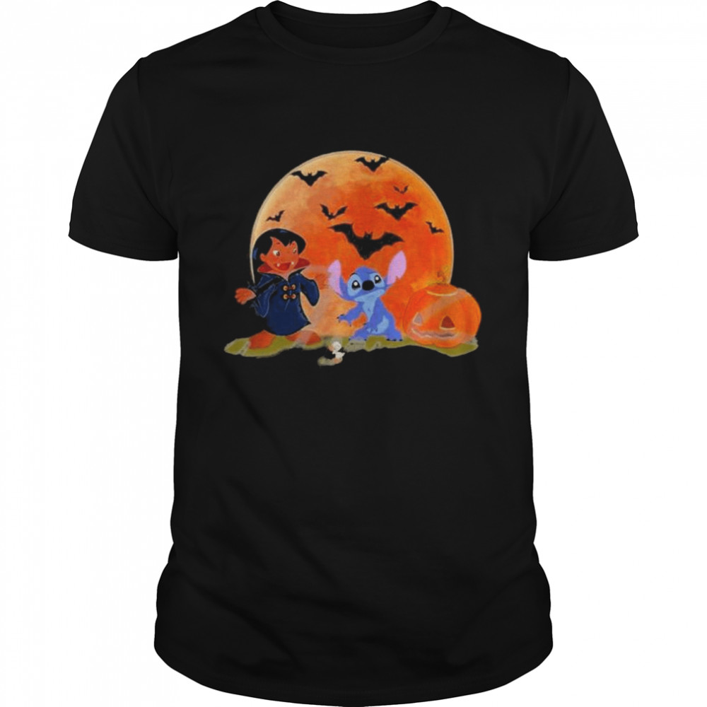 Stitch Pumpkins Halloween Moon shirt
