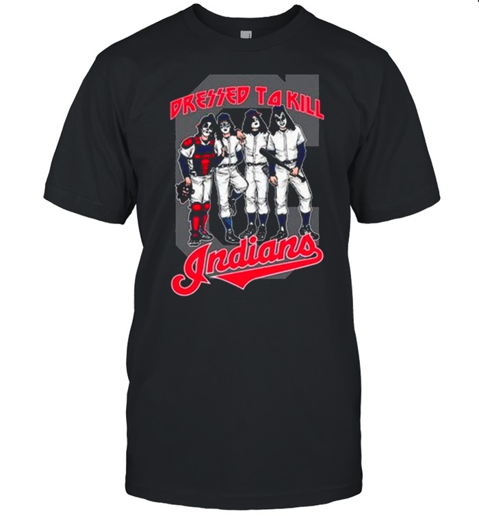 Halloween Official Mlb Kiss Band Dressed To Kill Cleveland Indians Baseball  T Shirt