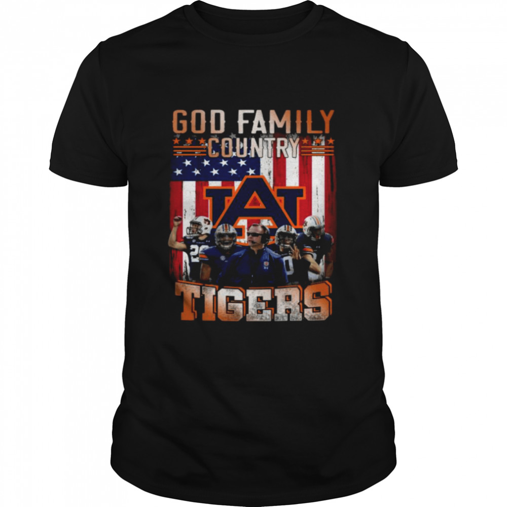 God family country Auburn Tiger American flag shirt Classic Men's T-shirt
