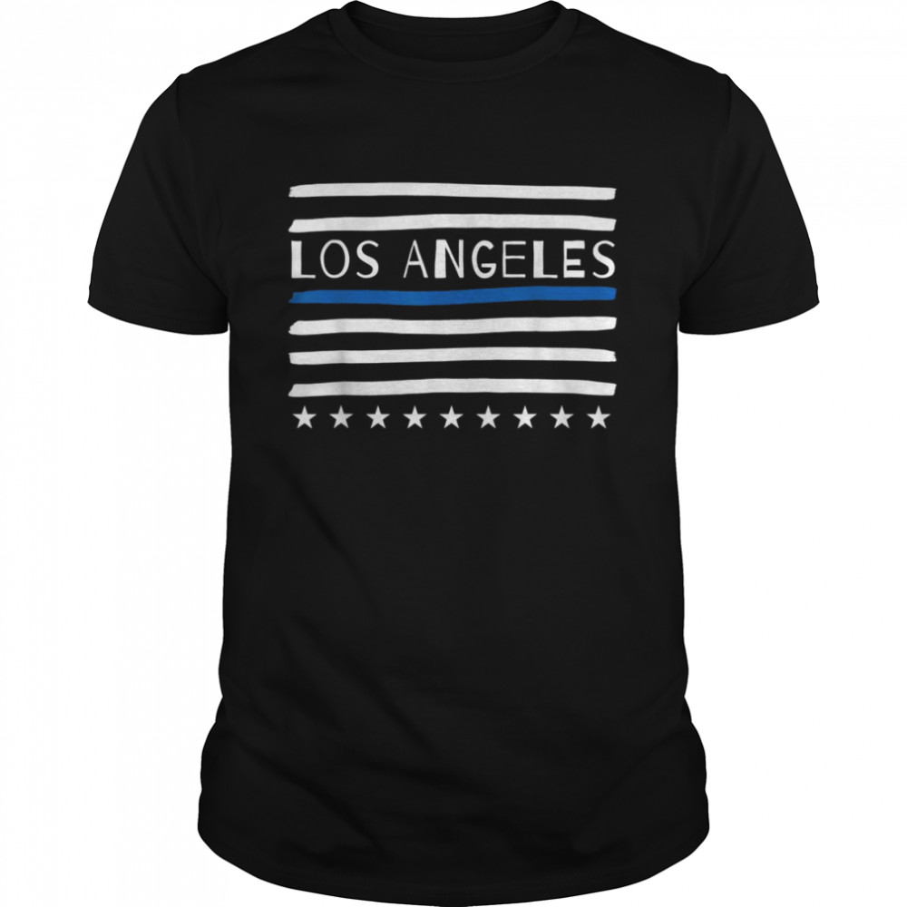 Thin Blue Line Heart Los Angeles California Police Officer shirt