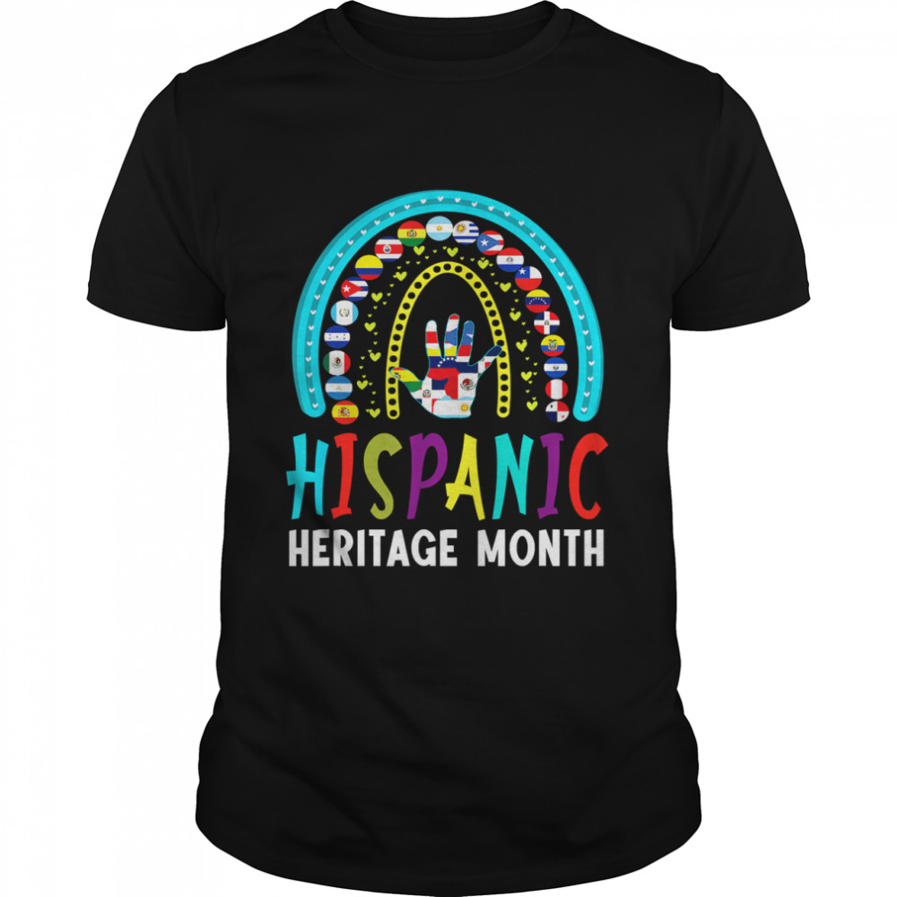 National Hispanic Heritage Month Latin Flags Rainbow Style shirt Classic Men's T-shirt