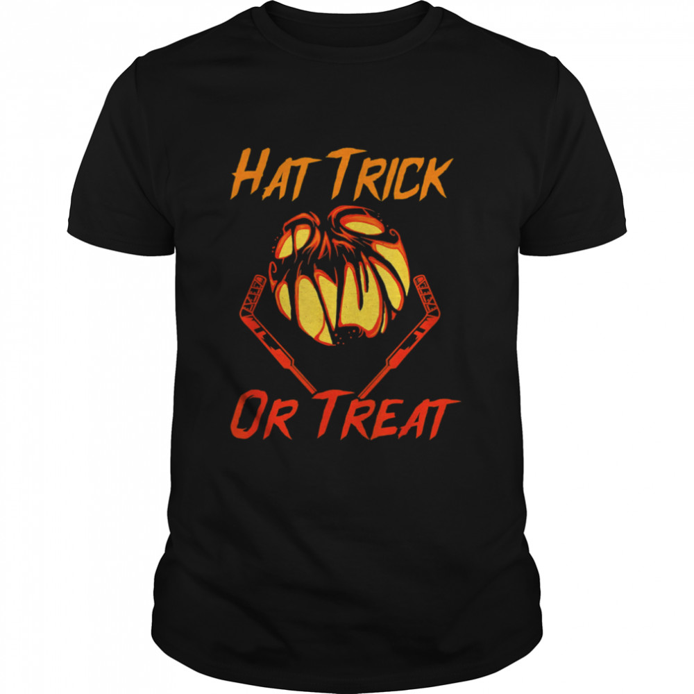 Hat Trick Or Treat Ice Hockey Halloween Coach shirt