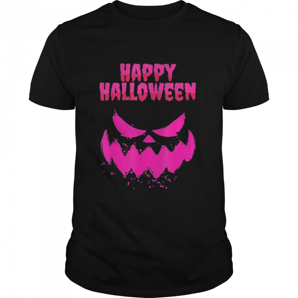 Horror Pumpkin in Pink Girls Scary Costume Halloween 2021 shirt
