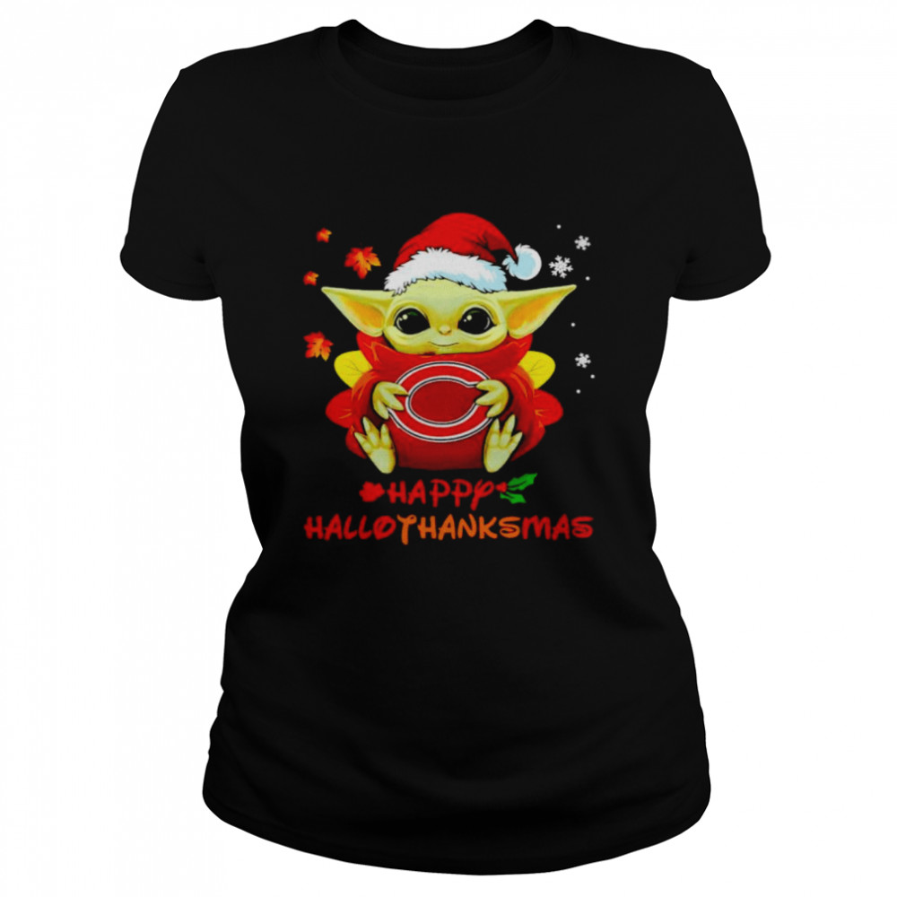 Baby Yoda Chicago Bears happy Hallothanksmas shirt Classic Women's T-shirt