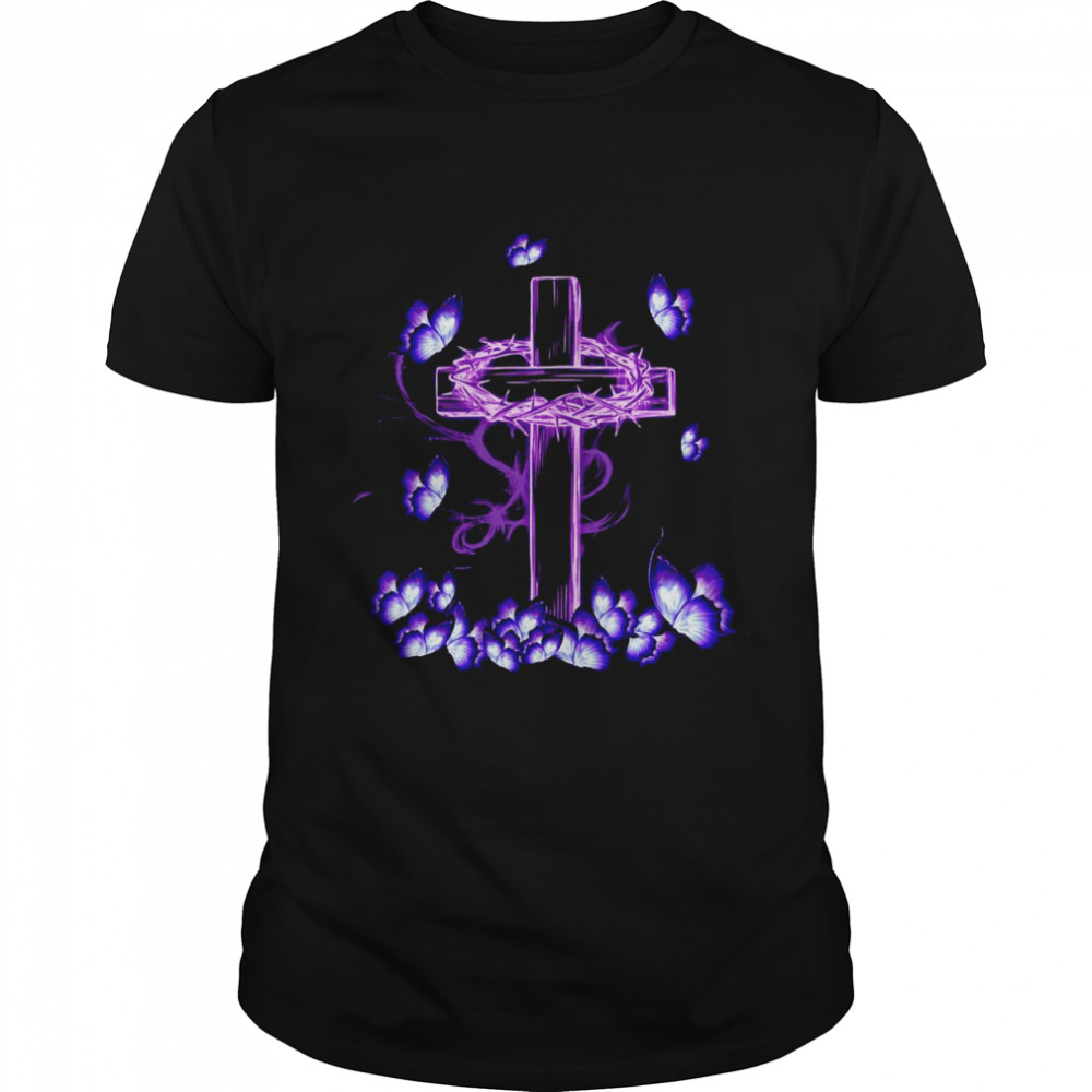 Cross Jesus Magical Purple Butterfly Shirt