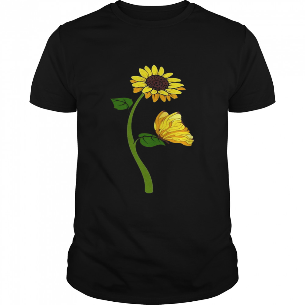 Natur Blume Blüte Schmetterling Gelbe Sonnenblume Langarmshirt Shirt
