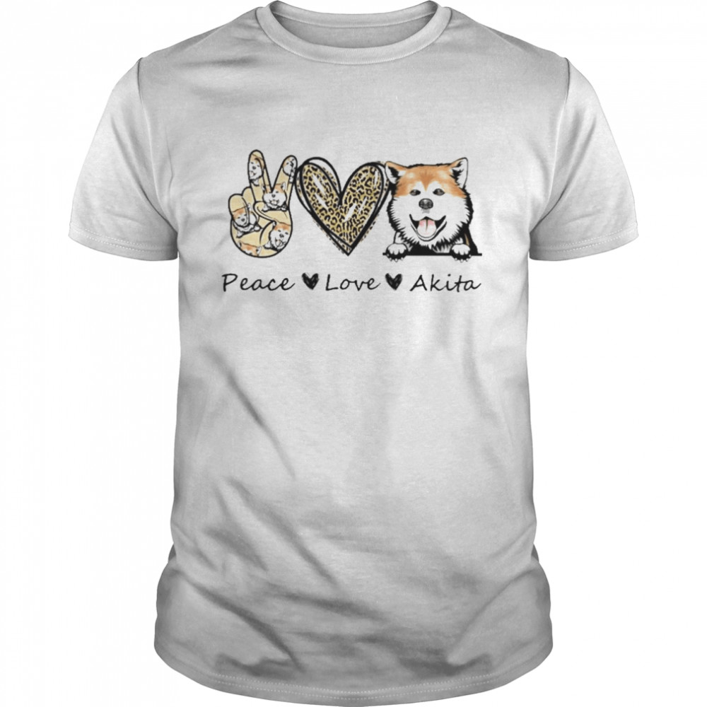 peace Love Akita Dog Leopard shirt Classic Men's T-shirt