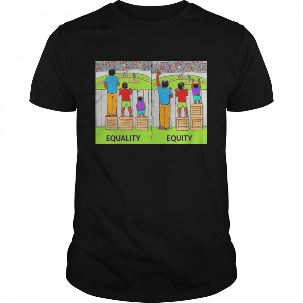 Illustration of equality vs equity shirt