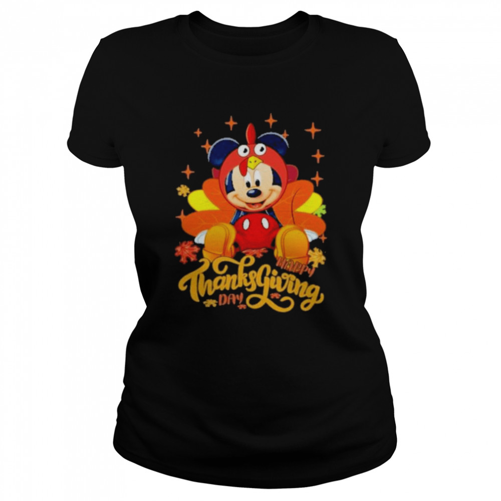 Happy Thanks Giving Day Mickey Mouse Autumn  Classic Women's T-shirt