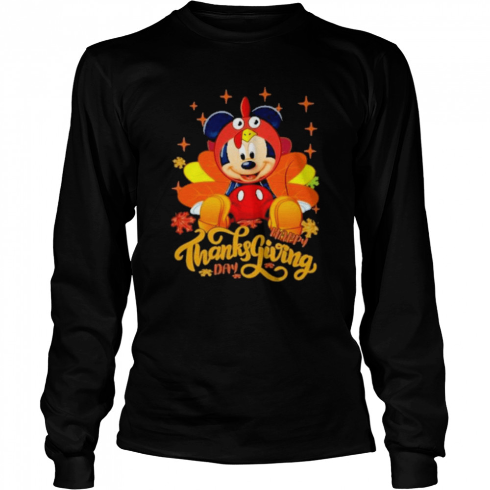 Happy Thanks Giving Day Mickey Mouse Autumn  Long Sleeved T-shirt